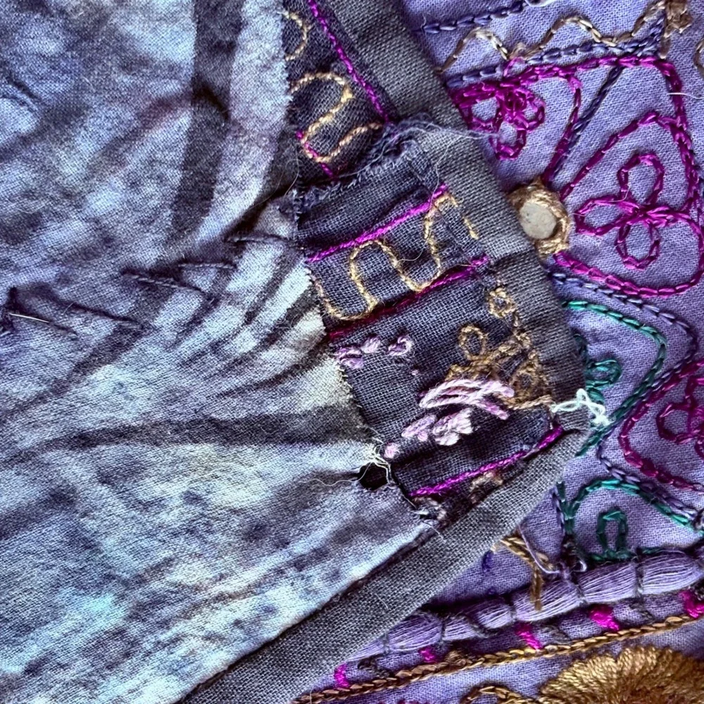 Vintage 1920s Gujarati Kutch Mirror Embroidered Textile | 59x38 | India | RARE